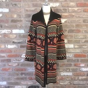 SPENSE Women’s Multicolor Striped Colorblock Longline Collared Cardigan Sweater